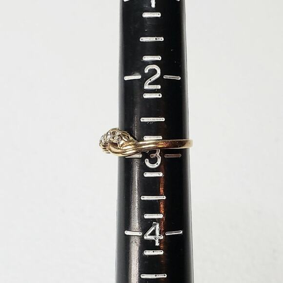 Dainty 14K Fine Yellow Gold Infinity Symbol Round Diamond Accent Pinky Ring - Picture 7 of 12